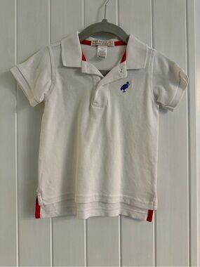 The Beaufort Bonnet Company White Kids Polo with Blue Emu & Red Trim